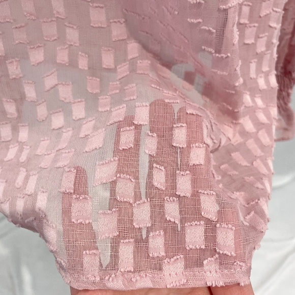 New Everleigh Smocked Mock Neck Long Sleeve Sheer Blouse Blush Pink Size 1X - Picture 5 of 16